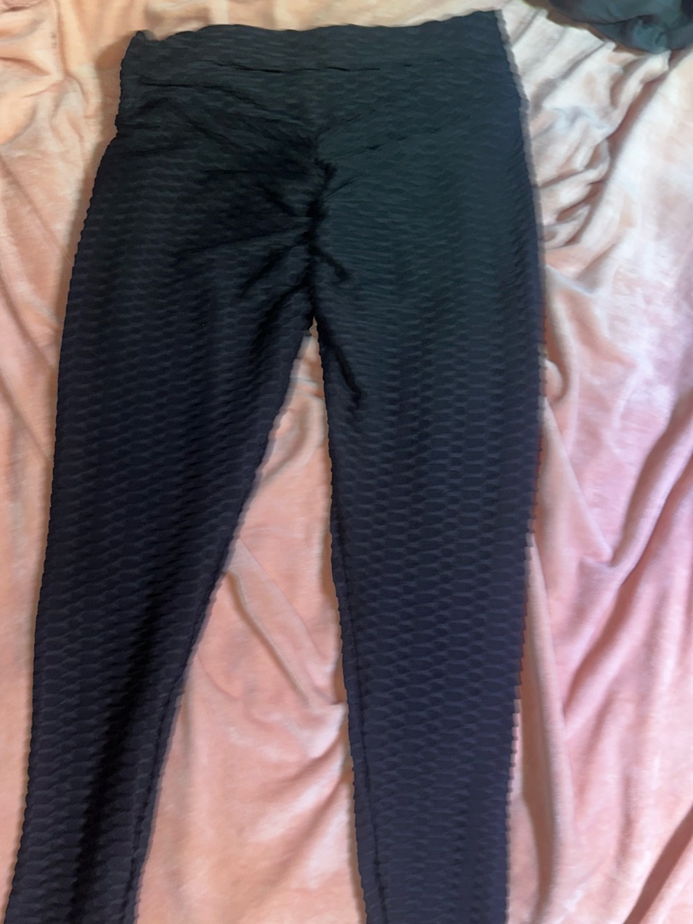 Black Textured Kids Leggings